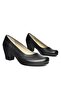R908023803 Black Genuine Leather Thick Heeled Women's Shoes - 3
