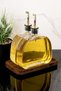 2-Piece Luxury 500 ml Oil Pot with Wooden Stand Gold Cover Glass Oil Pot Olive Oil Sunflower Oil Sauce Bowl Vinegar Bowl - 6