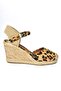 P241612017 Leopard Straw Wedge Women's Shoes - 7