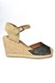 P241612017 Black Straw Wedge Heeled Women's Shoes - 5