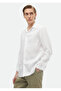 White Plain Regular Fit Long Woven Casual 100% Linen Shirt - 2