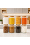 Set of 8 Wooden Vacuum Lid Glass Pulses Storage Jars 800 ml with Label Gift