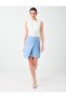 Light Blue Mini Skirt with Metal Accessory Detail
