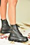 Black Wedge Sole Women's Boots N267007309 - 2