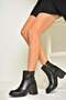 T654035203 Black Genuine Leather Thick Heeled Women's Boots