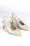 Magnolia Flexible Soft Non-Slip Sole (4 cm) Beige Patent Leather Open Elastic Women's Heeled Shoes - 4
