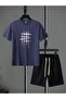 Unisex Women/Men Striped Custom Printed Shorts T-shirt Set - 3