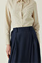 Double Pleated Tensel Skirt Navy Blue - 3