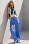 Blue Linen Wide Leg Women's Trousers Mg2021