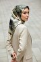 Tie Dye Flower Pattern 100% Twill Silk Khaki Green Mink Color Scarf Edge Stitching Shape - 6