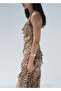 Leopard Print Flounced Slit Dress - 7
