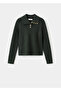 Polo Collar Buttoned Ribbed Sweater - 3
