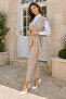 Tie-Up Vest Trousers Suit Beige 2243