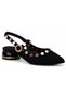 Feles Yellow Staple Detailed Open Back Women's Ballerina Shoes Black - 2