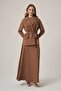 Women's Sequin Embroidered Belt Detailed 3-Piece Set Cocoa 31375 - 2