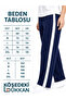 Women's Stripe Detailed Short Sleeve Premium Modal Bottom-Top Tracksuit Set - Navy Blue - 5