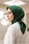 Twill Silk Monogram Patterned 100% Emerald Green Hand Sewing 90X90 Scarf Sewing Shape - 4