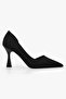 Women's Lucas Black Leather Asymmetrical Cut Heeled Shoes Stiletto - 2