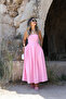 Pink Strapless Pleated Dress - 2