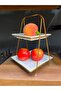Luxurious Gold-Legged Two-Tier Stylish Mica Presentation Tray, Dessert, Coffee Cookie Serving Tray Stand 35X25X20 cm - 6