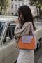 Shoulder Bag from the Fiona Series |   100% Calfskin & Suede |   Leather Bag with Jacquard Fabric Detail - Cinnamon