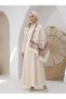 100% Pure Silk Shawl Thin Satin Voile Woven Floral Pattern Cream Colored 90X210 Shawl - 6