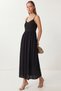 Beaded Detailed Strappy Summer Modal Dress Lub0141 Black - 3