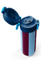 Kids Burgundy Blue Fan Patterned Steel Thermos with Straw and Direct Drinking Feature 500 ml 31788 - 3