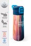 Kids Navy Blue Colored Striped Patterned Straw and Direct Drinking Steel Thermos 500 ml 31890