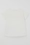 Girl's Short Sleeve T-Shirt with Guipure Embroidery Detail and Emblem, Ages 3-8, Ecru - 5