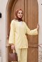 Front-Tie Kimono Set with Trousers - Light Yellow - 3