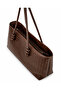 Women's Knitted Patterned Tote Shoulder Bag - Brown - 2