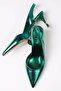 Metallic Green Color Snakeskin Patterned Women's Heeled Shoes - 8