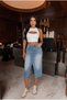 Women's Asymmetrical Cut Slit Midi Length Denim Jean Skirt - 6