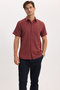 Men's regular fit classic cut cotton short sleeve houndstooth brown shirt - 4