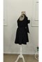 Women's Strappy Double-Breasted Collared Short Janjan Crepe Dress with Bow Detail on the Back - 6