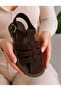 Women's Comfortable Sole Suede Cage Daily Sandals