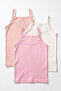 Girl's 100% Cotton Undershirt with Ribbed Thin Straps and Lace Detail, Ergonomic Design (8020) - 3