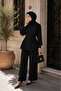 Libaslab Shabab- Chic linen two piece co ord set with pleated top down buttons with detachable belt - 2