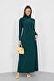 Dora Women's Maxi Length Turtleneck Sandy Dress - Emerald Green
