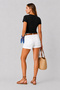 V-Neck Slim Fit Crop T-Shirt-Black - 3