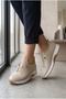 Fashion Women's Beige Perforated Orthopedic Flat Sole Comfortable Sports Shoes - 5