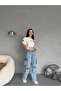Women's High Waist Multi-Pocket Special Design Straight Fit Cargo Jeans - 8