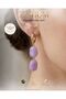 Dangle Steel Women's Hoop Earrings Trendy Natural Stone Look Lilac - 8