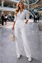 White High Waist Palazzo Pants with Two Button Closures