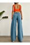 High Waist Julia Blue Palazzo Jeans Blue Denim Pants - 3