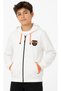 Boy/Girl Embroidered Zipper Closure Hooded Ecru Color Cardigan