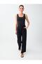 Black Straight Cut Regular Leg Regular Waist Snap Closure Palazzo Trousers