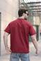 Burgundy Embroidery Detailed Men's T-Shirt E7112 - 5