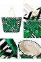Women's Tropical Leaf Patterned Zippered Large Size Beach Bag with Rope Handle Daily Shoulder Bag - 5